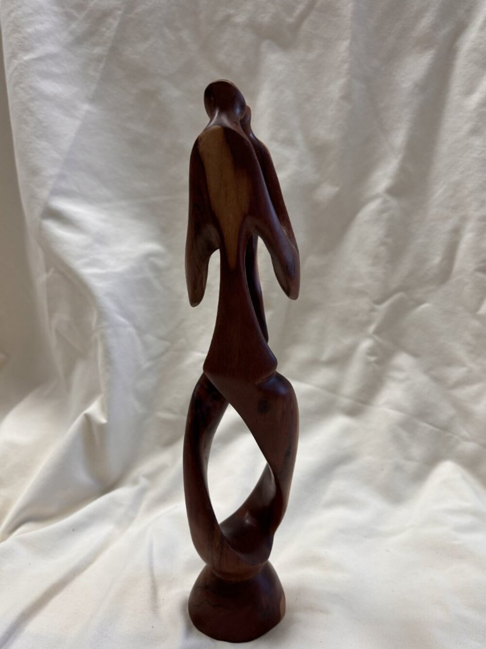 Hand Carved Abstract Wood Sculpture Intertwined Figures Mid Century Modern Decor - Picture 6 of 7